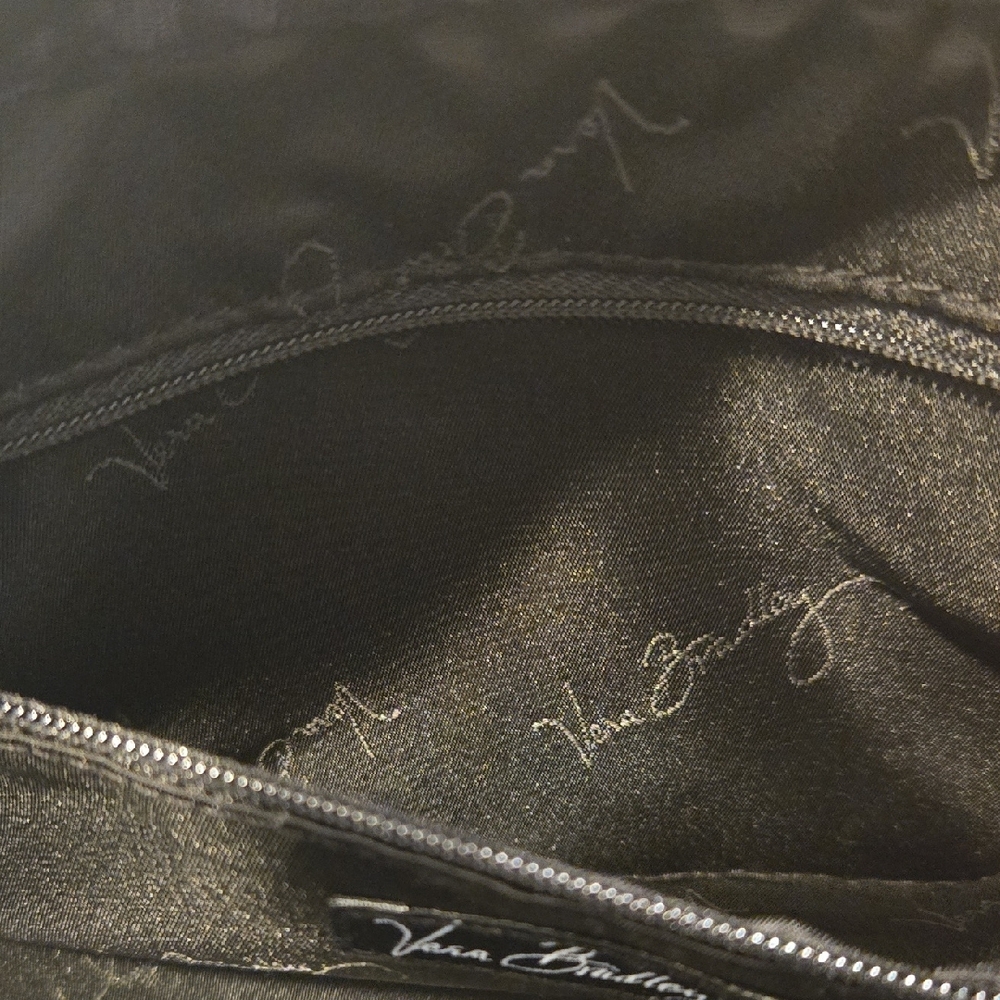 Vera Bradley Black Shoulder Bag Sleek Crescent Design - Picture 5 of 12